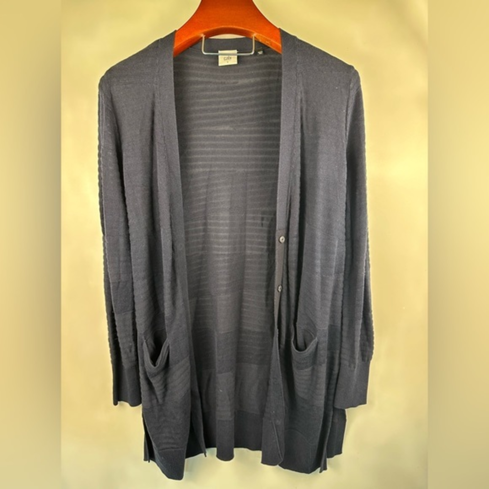 CAbi dark blue cardigan size small with pockets